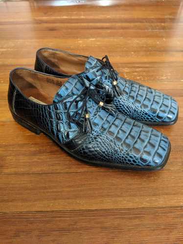 Fratelli Rossetti Blue croc leather square toe tas
