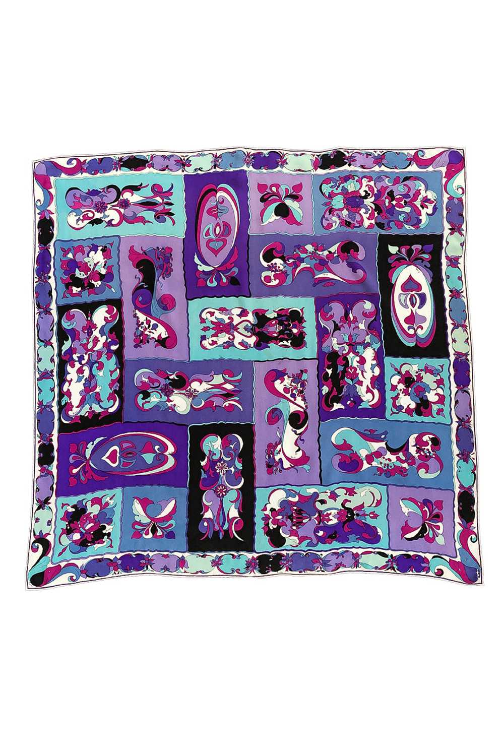 PUCCI PURPLE & BLUE ABSTRACT FLORAL PRINT CREPE S… - image 1