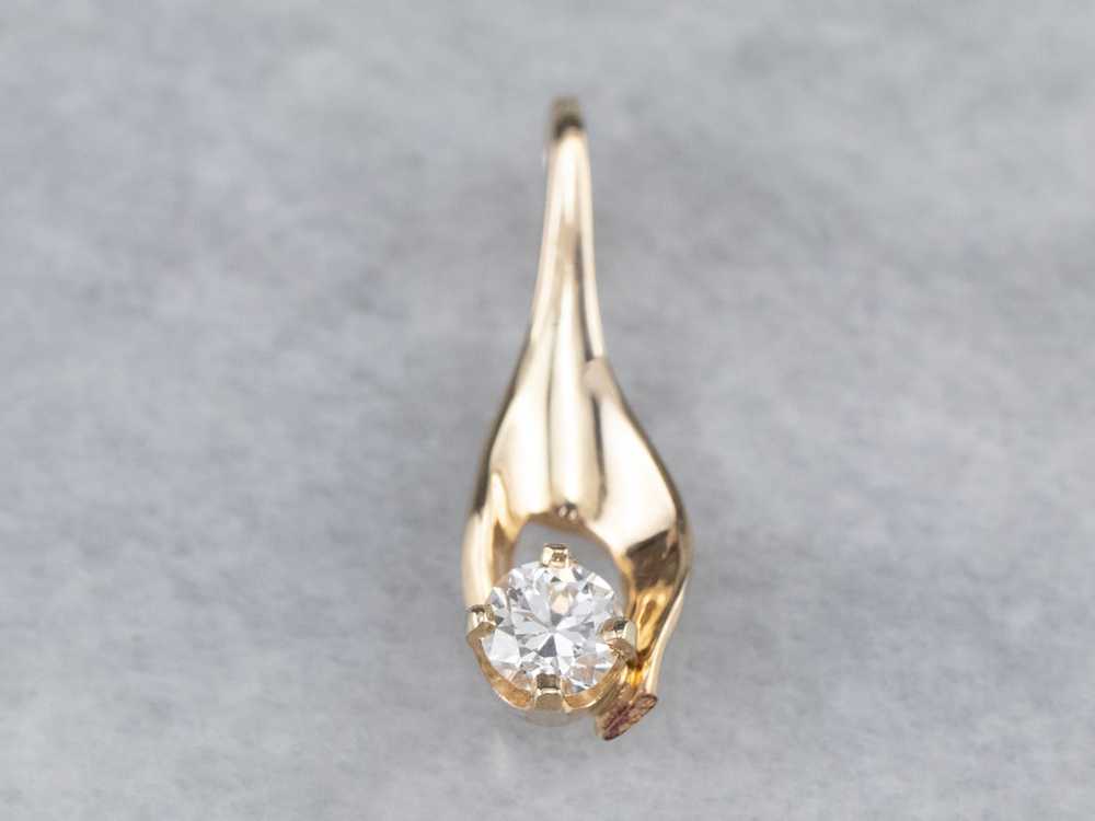 Simple Gold Diamond Pendant - image 2
