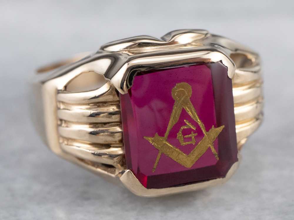 Vintage Masonic Statement Ring - image 1