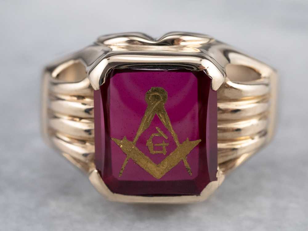 Vintage Masonic Statement Ring - image 2