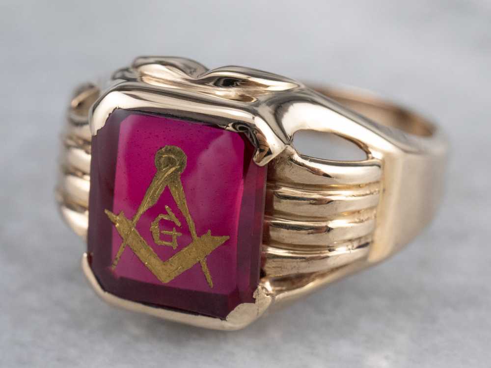 Vintage Masonic Statement Ring - image 3