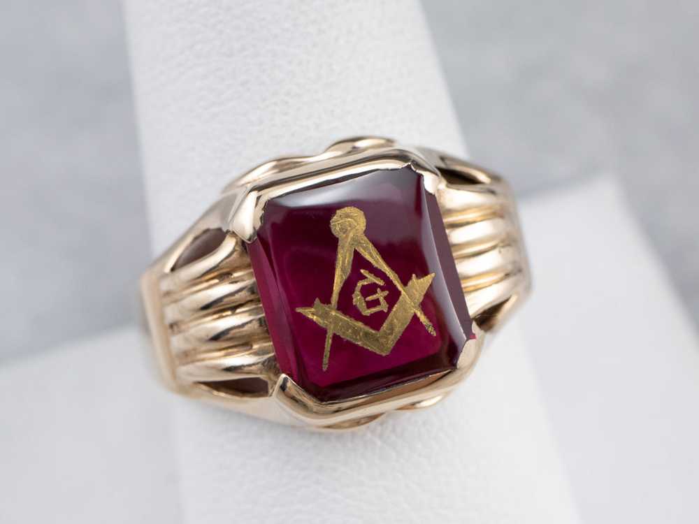 Vintage Masonic Statement Ring - image 7