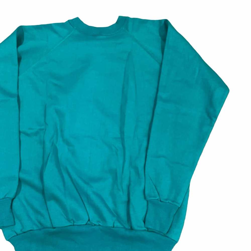 Vintage 80s Teal Blue Raglan Crewneck Sweatshirt … - image 7