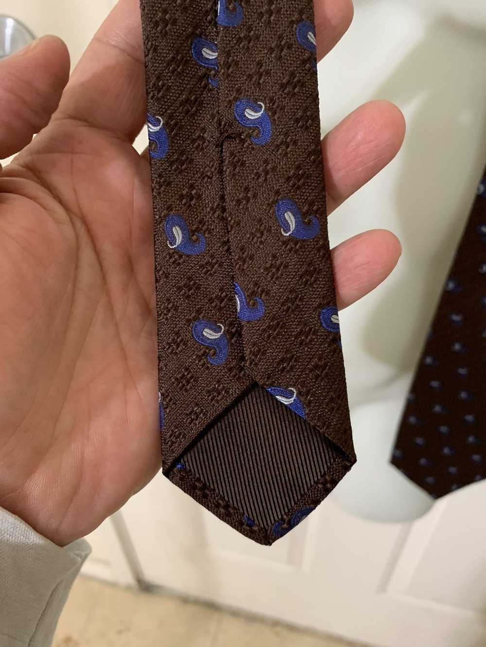 Isaia Sevenfold Textured Silk wide tie - image 7