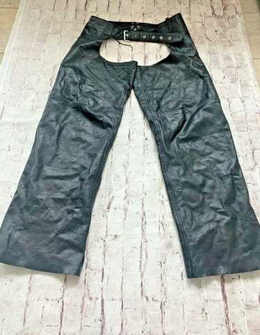 Vintage UNIK Leather Apparel Black Biker Chaps XXX