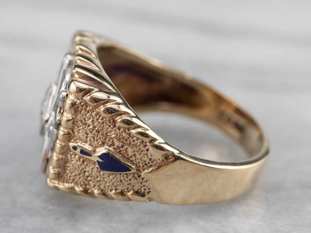 Men's Masonic Old Mine Cut Diamond Ring - image 4