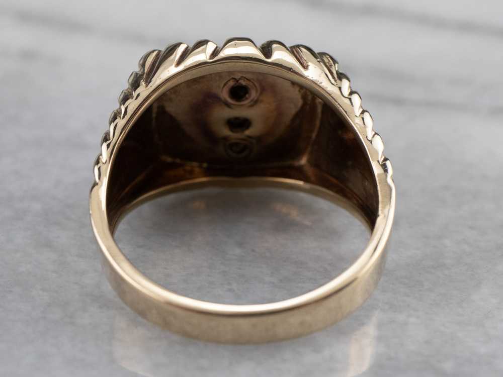 Men's Masonic Old Mine Cut Diamond Ring - image 5