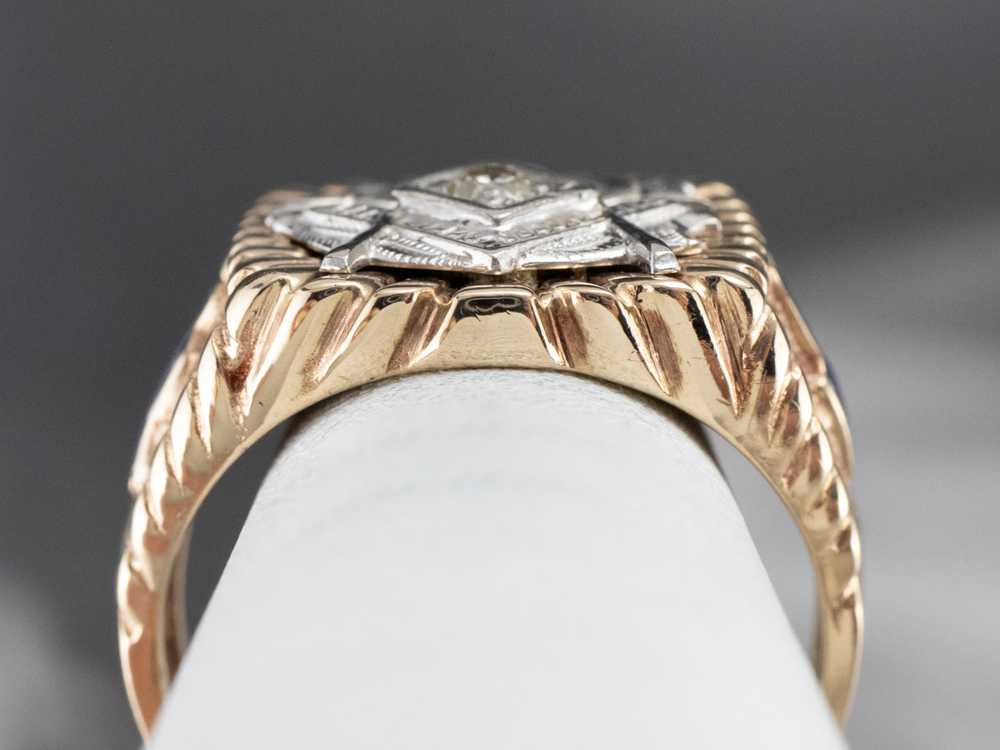 Men's Masonic Old Mine Cut Diamond Ring - image 8