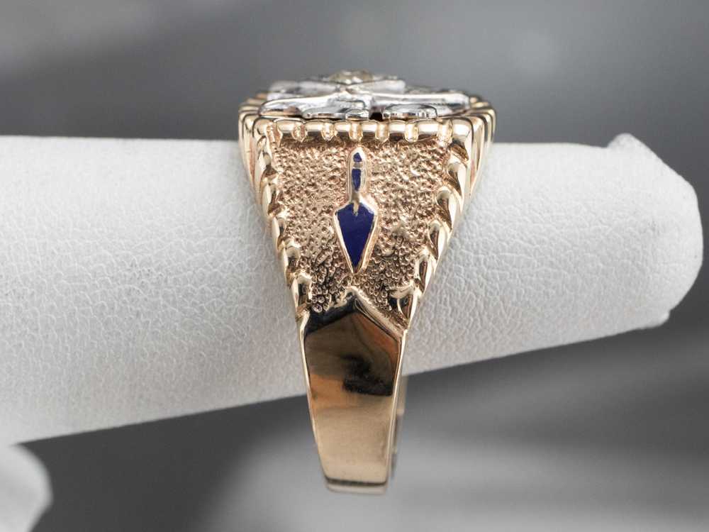 Men's Masonic Old Mine Cut Diamond Ring - image 9