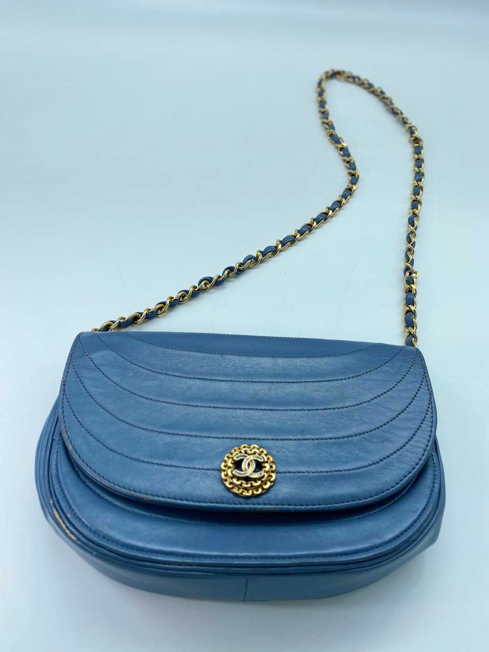 Chanel Blue Lambskin Flap Bag - image 3
