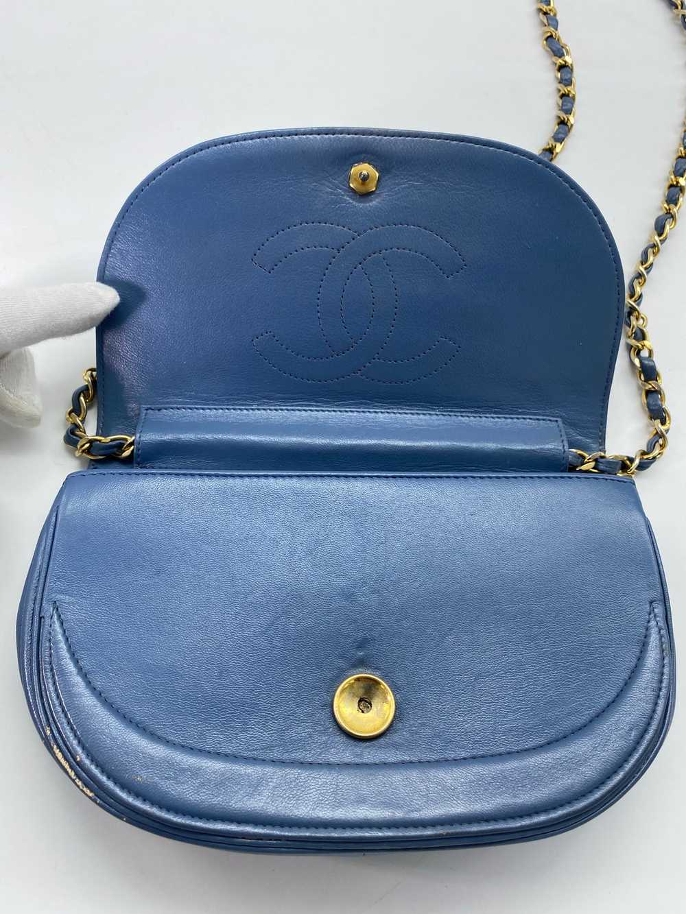 Chanel Blue Lambskin Flap Bag - image 4