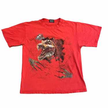Vintage 90S VTG Red Jurassic Park Graphic Shirt S… - image 1
