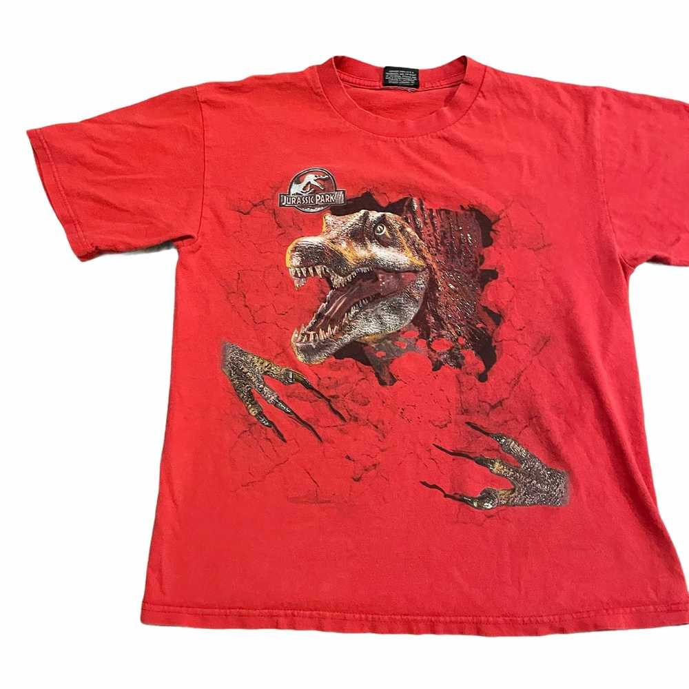 Vintage 90S VTG Red Jurassic Park Graphic Shirt S… - image 2