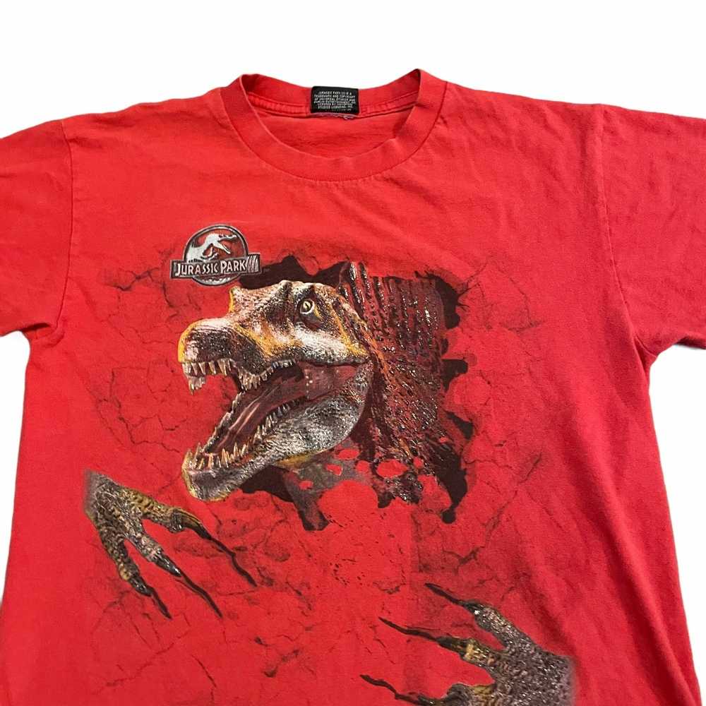 Vintage 90S VTG Red Jurassic Park Graphic Shirt S… - image 3