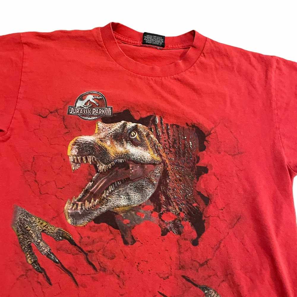 Vintage 90S VTG Red Jurassic Park Graphic Shirt S… - image 6