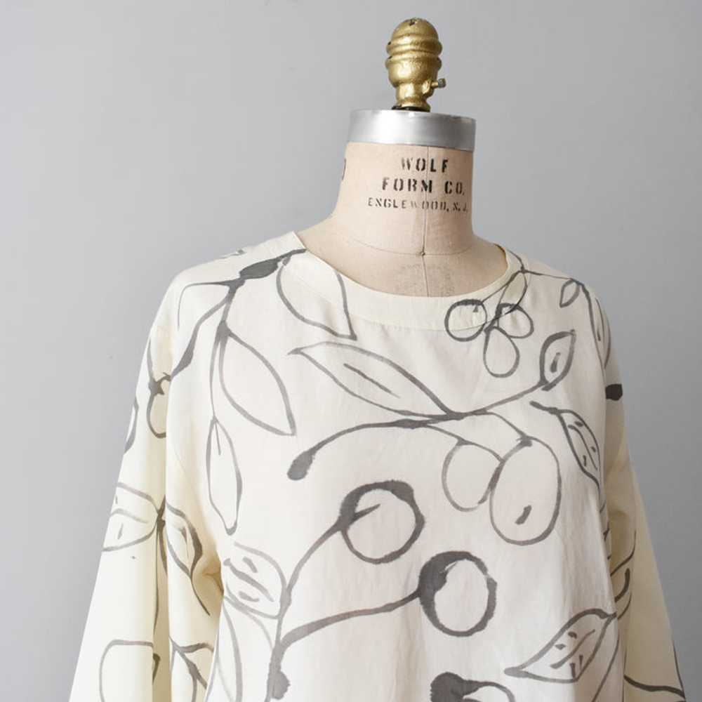 hand-painted vintage silk shirt | sakura - image 2