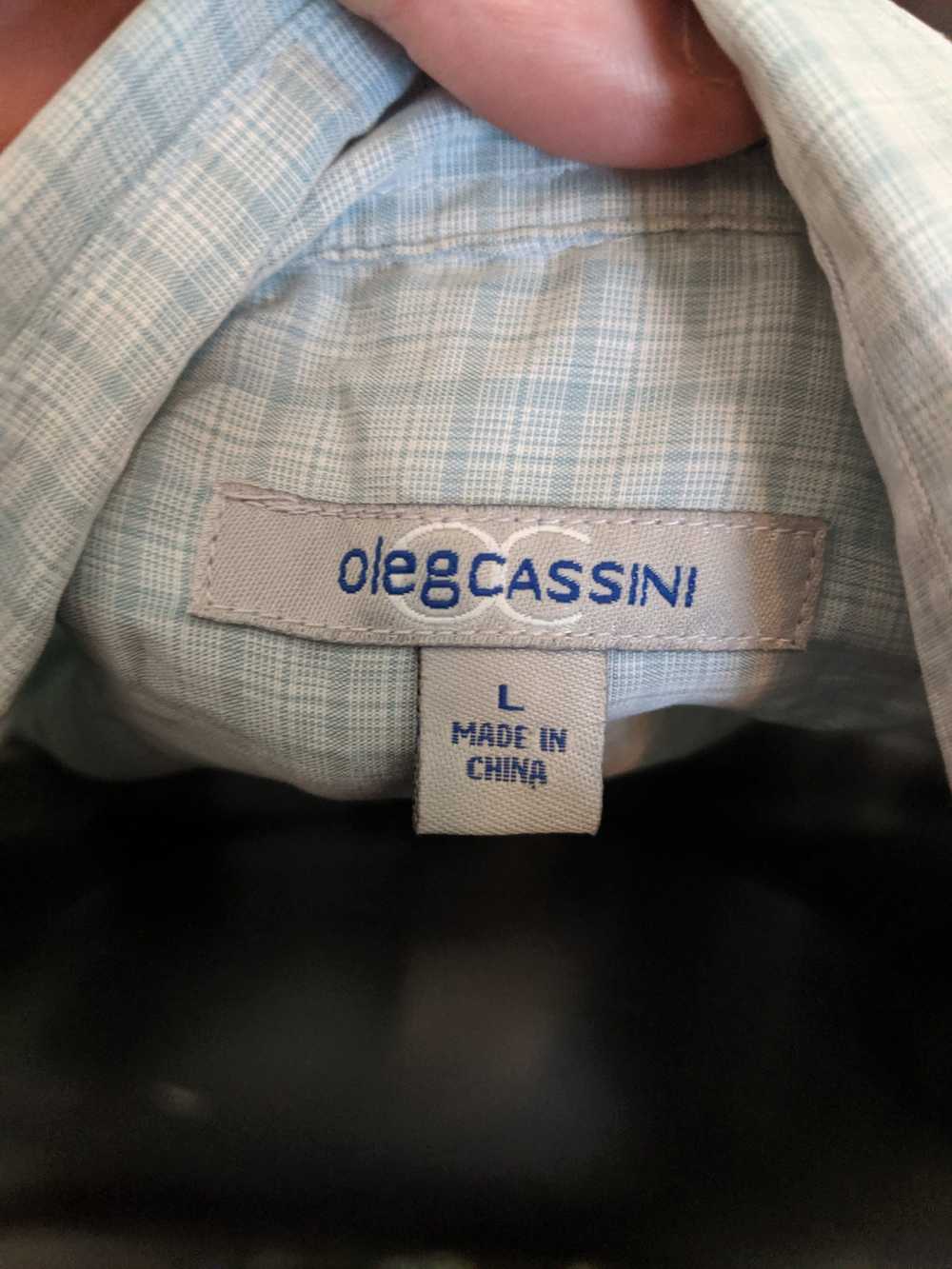 Oleg Cassini Silk blue check short sleeve shirt - image 5