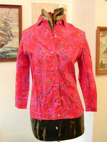Red floral-print blouse