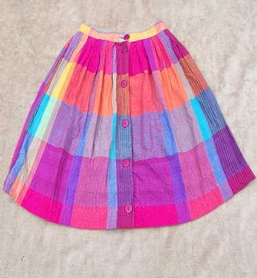 Rainbow-colored madras skirt