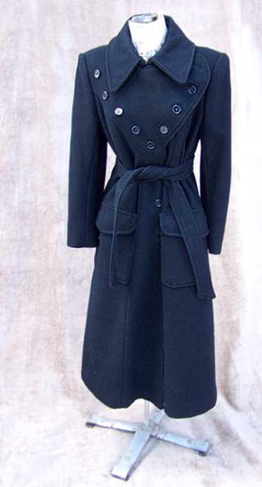 Military-styled belted wool coat