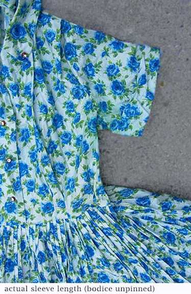 Blue-rose-printed dress