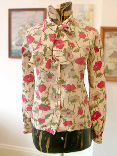 Rose-print crepe top