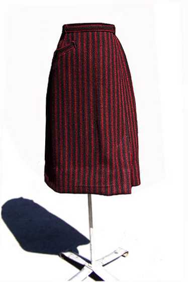 Herringbone-stripe pencil skirt