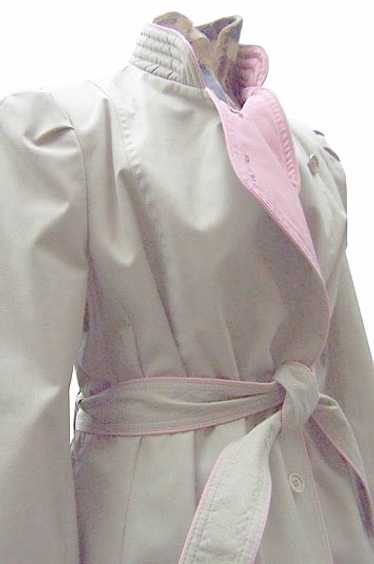 Two-tone belted raincoat