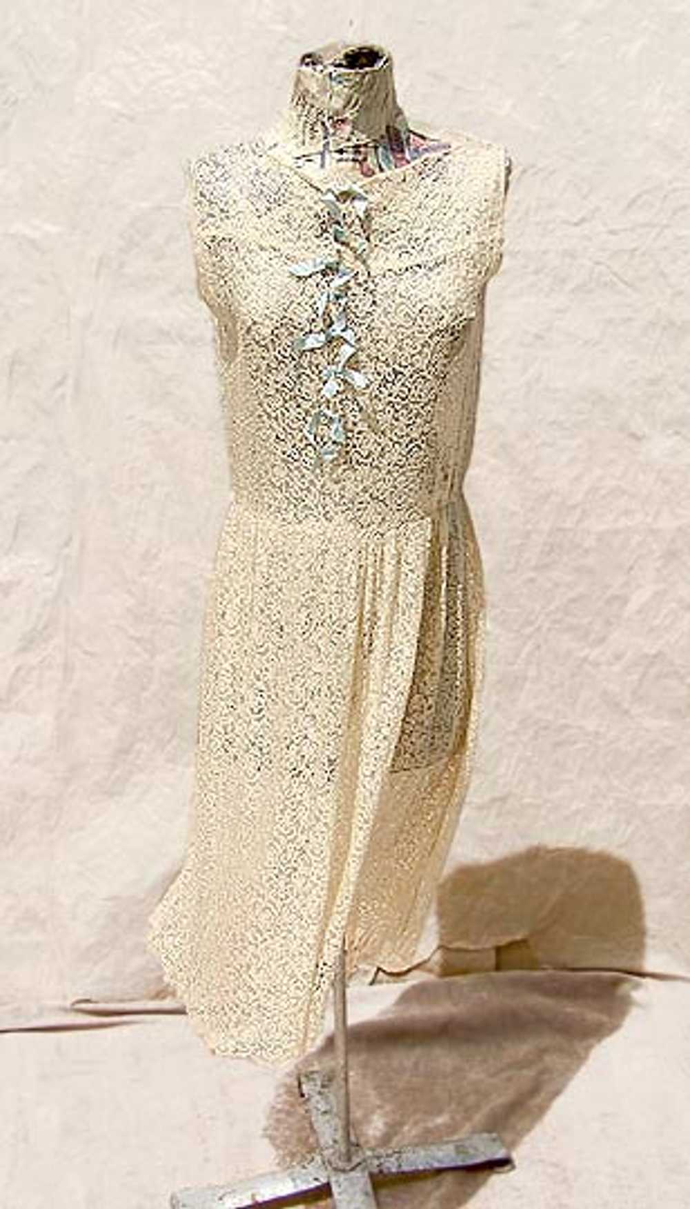 Gold lace flapper dress - image 1