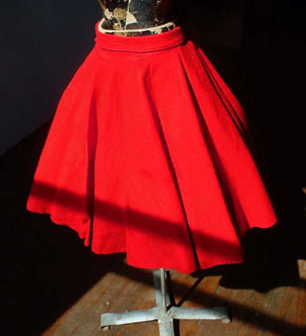 Red felt circle skirt - image 1