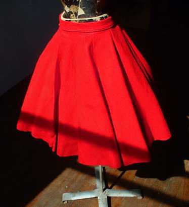 Red felt circle skirt - image 1