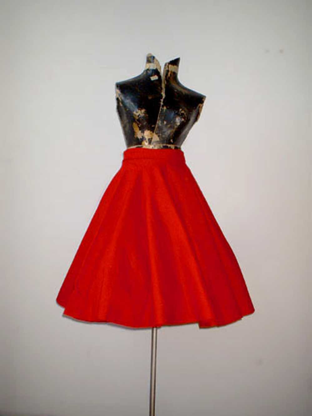 Red felt circle skirt - image 3