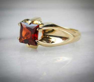 Red Square Garnet e Men's or Ladies Vintage Ring,… - image 1