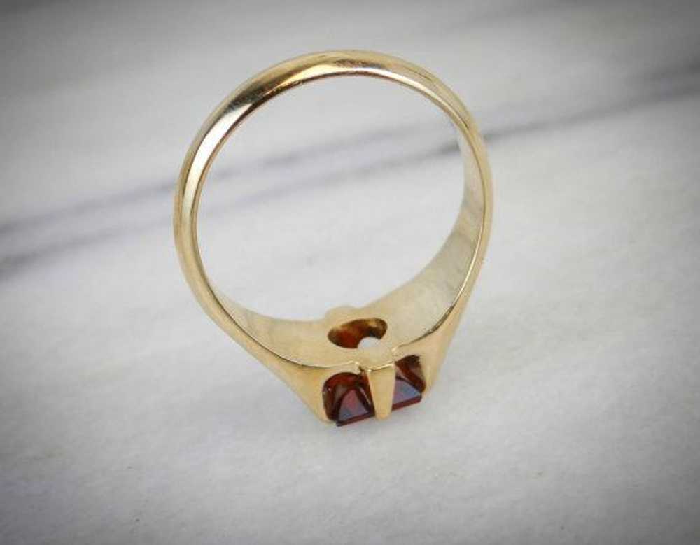 Red Square Garnet e Men's or Ladies Vintage Ring,… - image 3