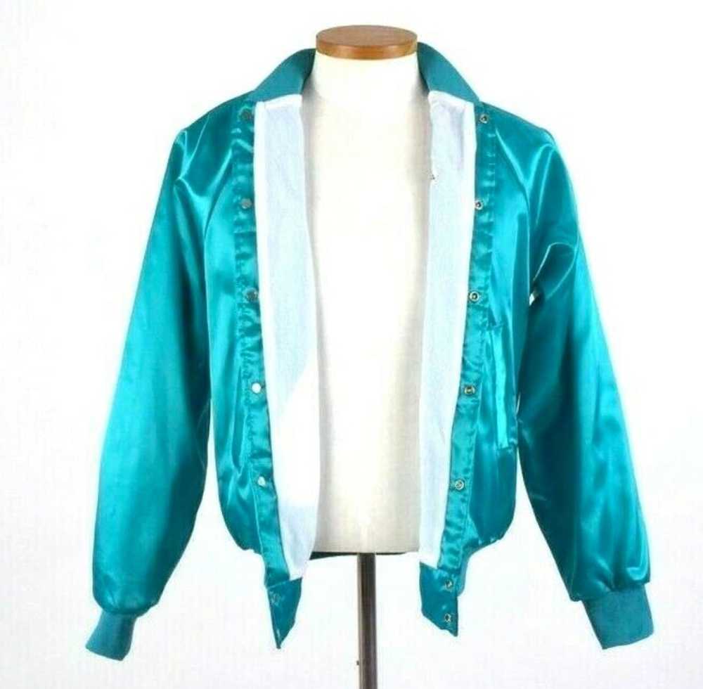 Vintage 90s Green Satin Jacket Windbreaker Shrine… - image 3