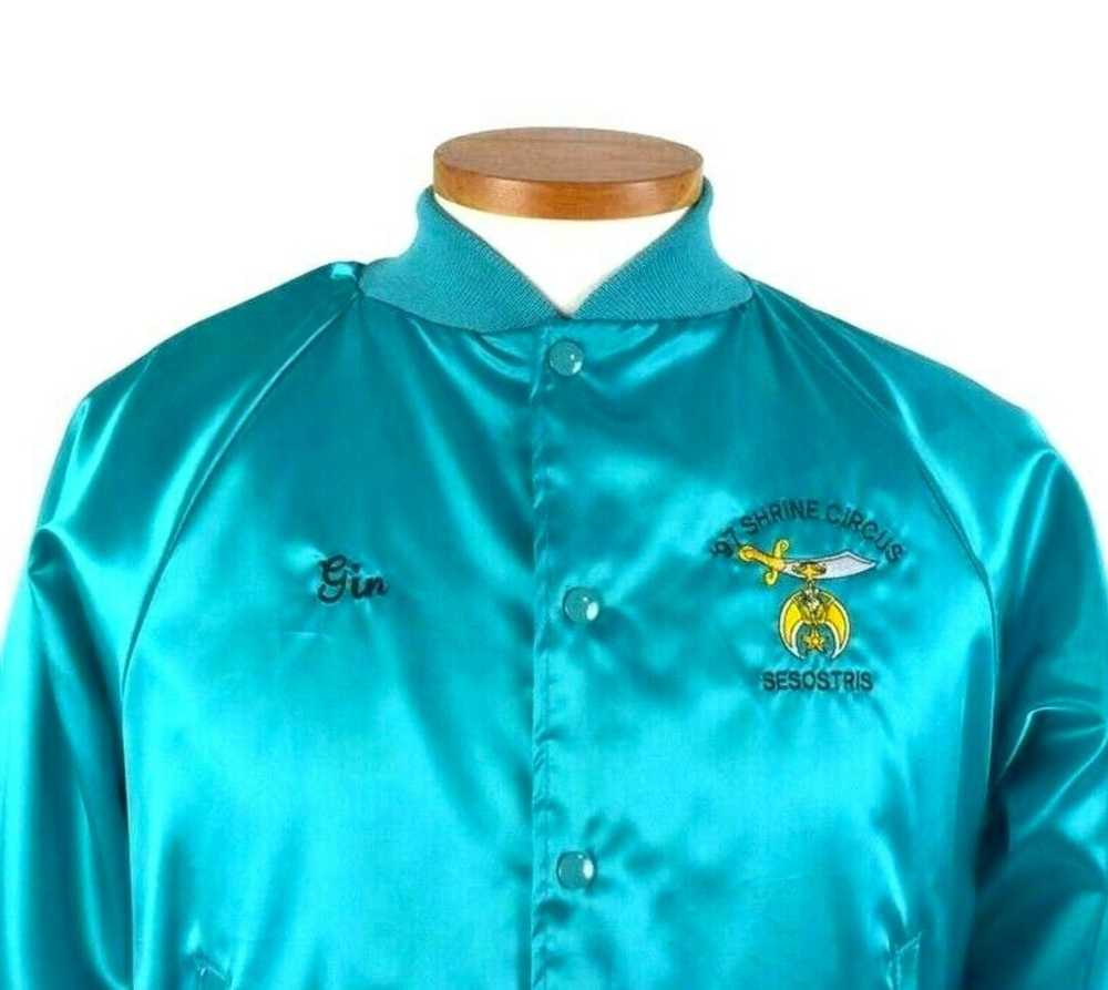 Vintage 90s Green Satin Jacket Windbreaker Shrine… - image 4