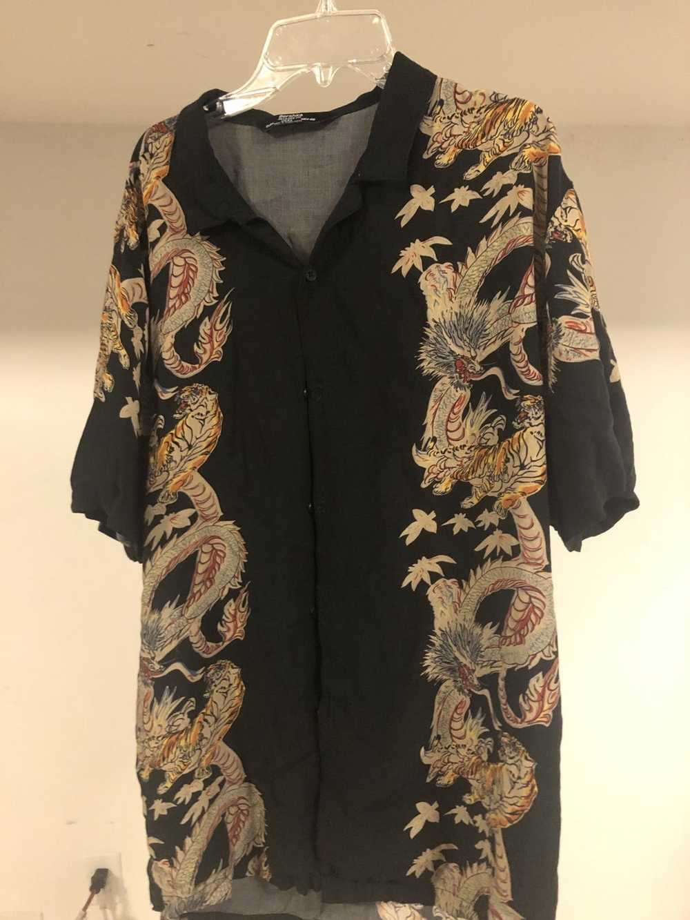 Bershka Black Dragon Tiger Button up - image 1