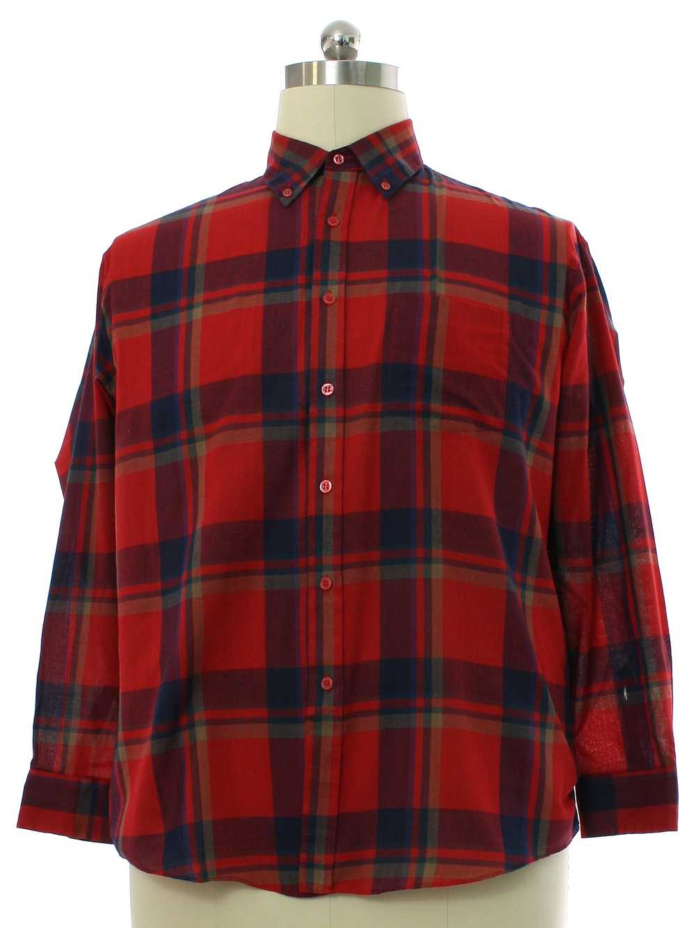 1980's Wedgefield Mens Preppy Plaid Shirt - Gem