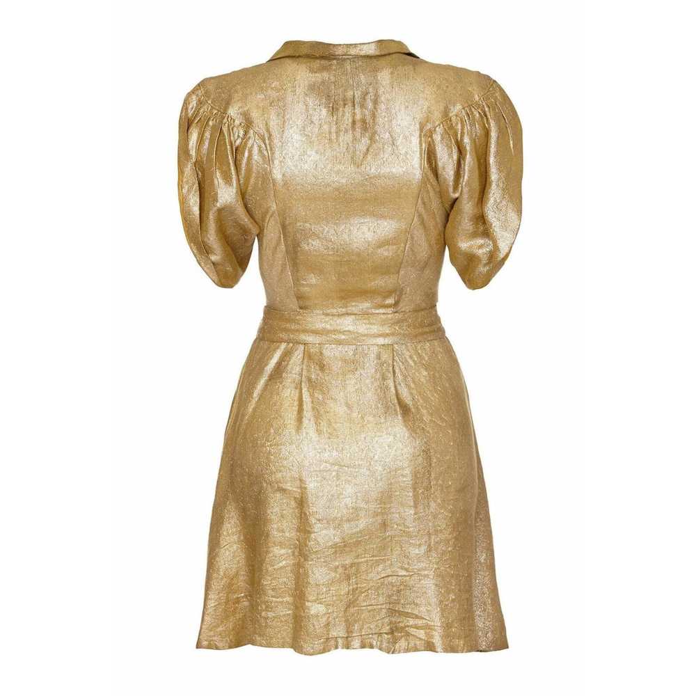 1930s Gold Lame Dress with Cape Sleeves and Match… - image 2