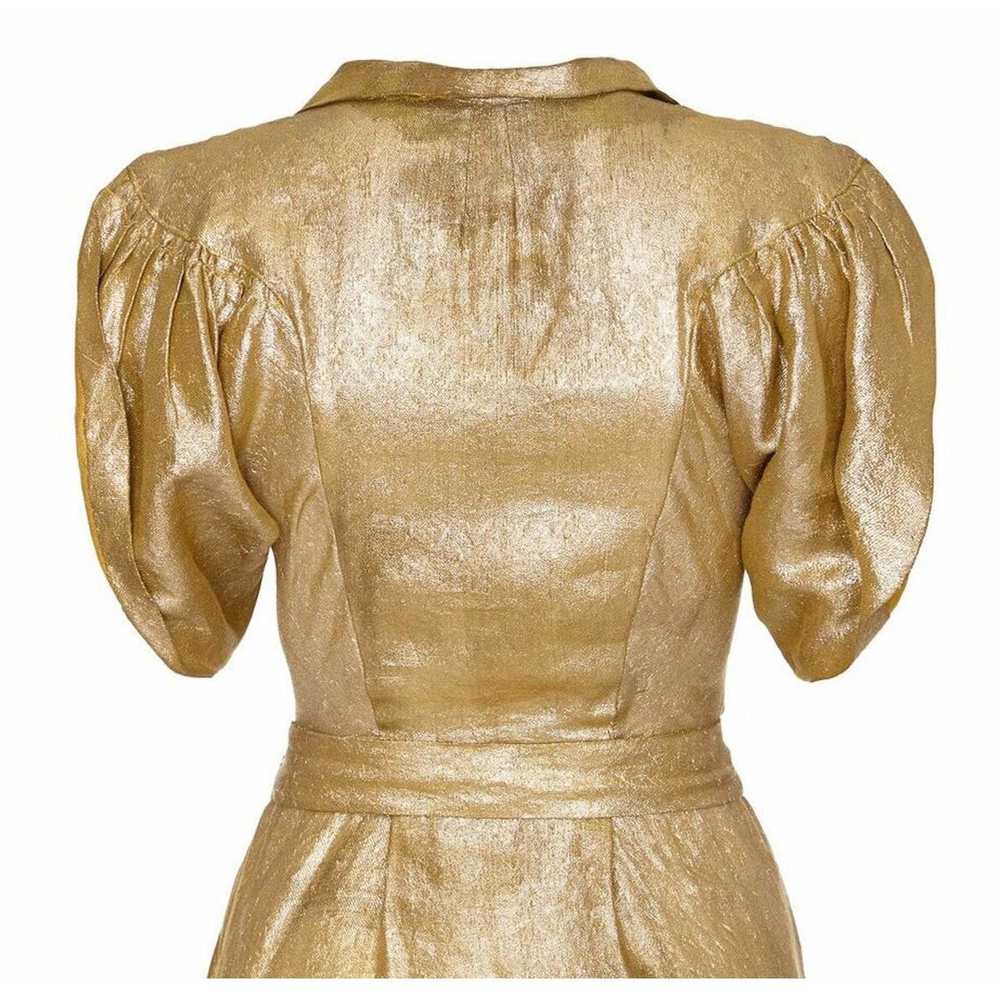 1930s Gold Lame Dress with Cape Sleeves and Match… - image 4