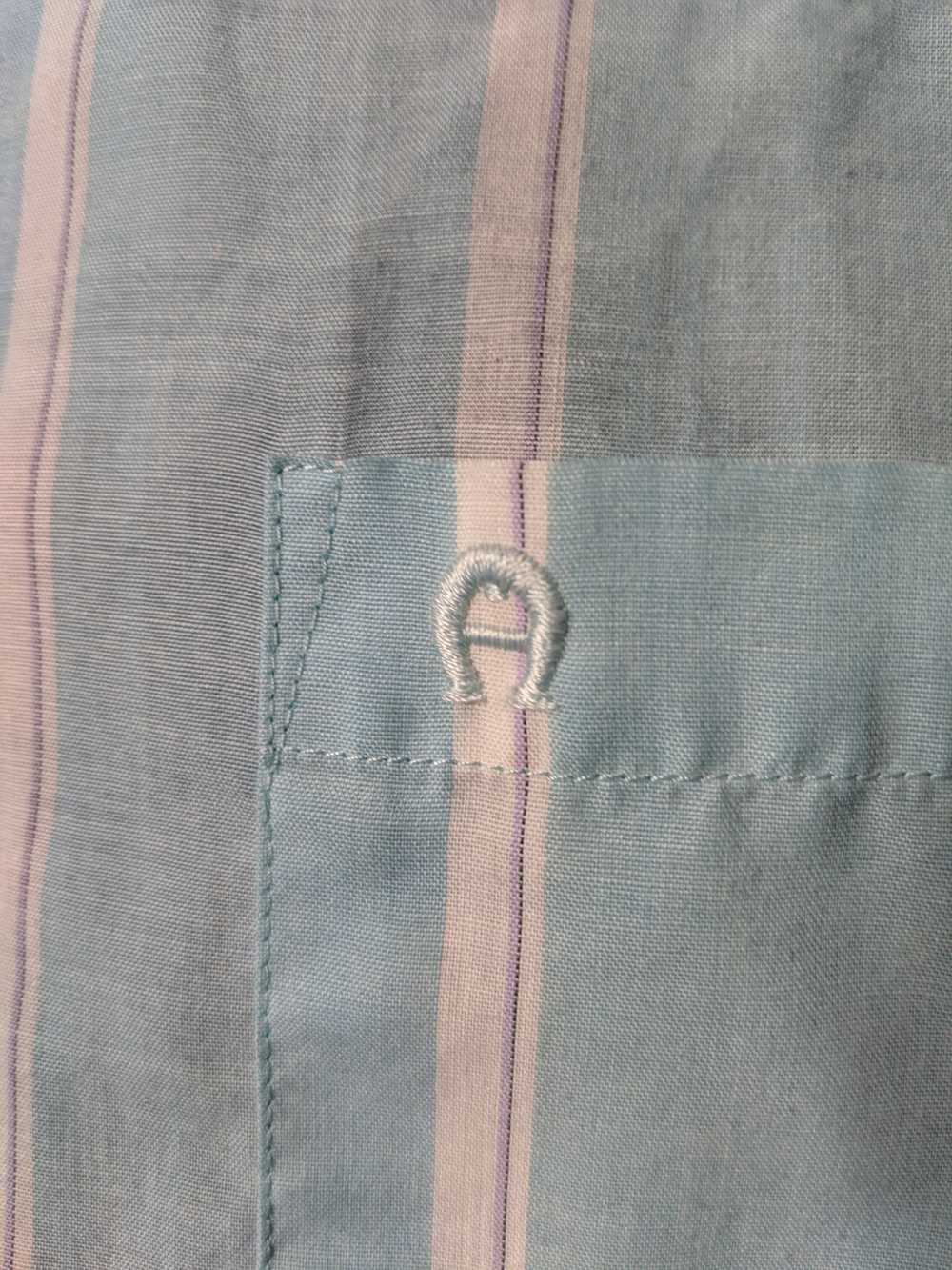 Etienne Aigner × Vintage Blue striped logo embroi… - image 3