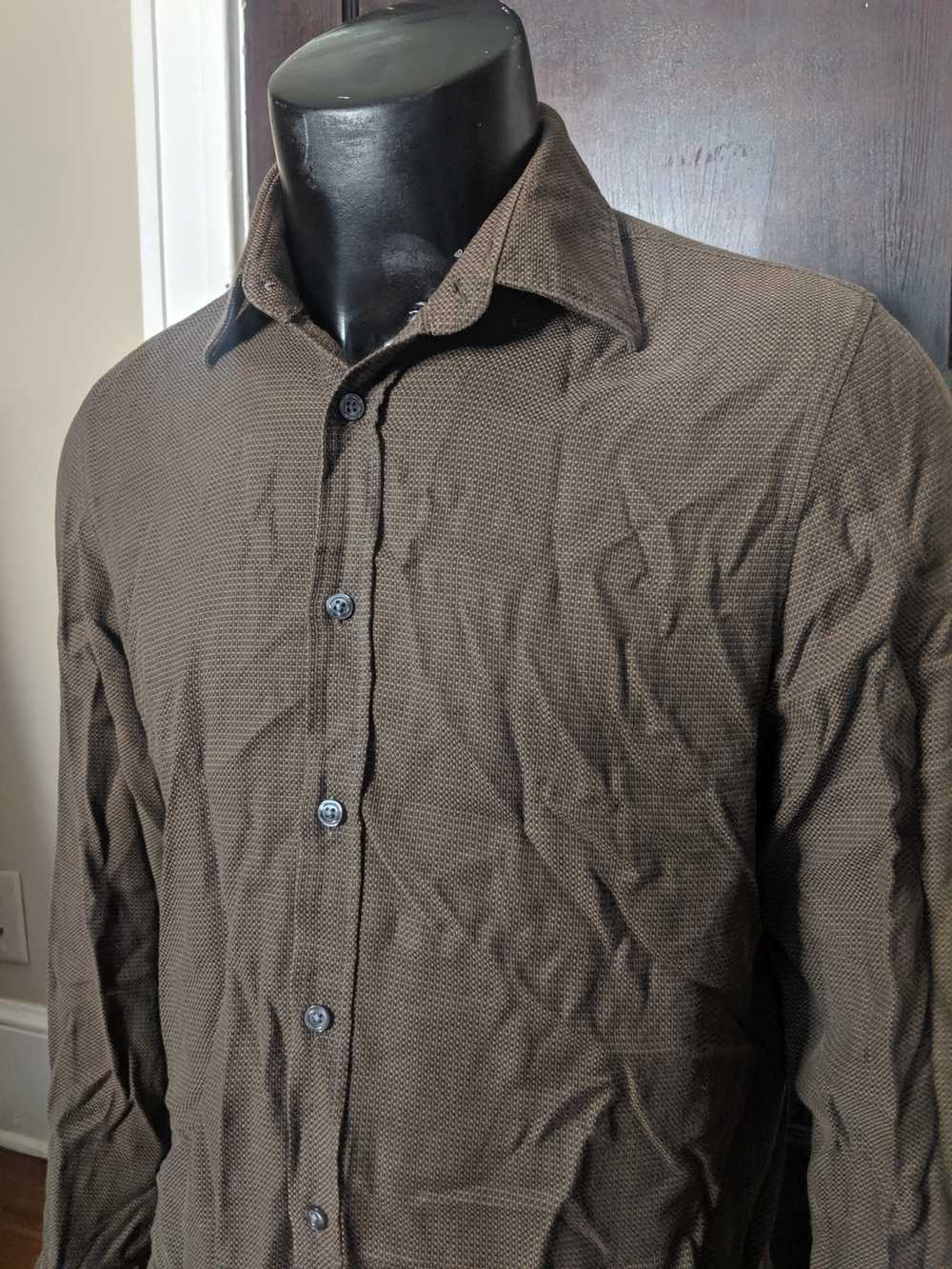 Hugo Boss Brown woven knit logo shirt - image 2