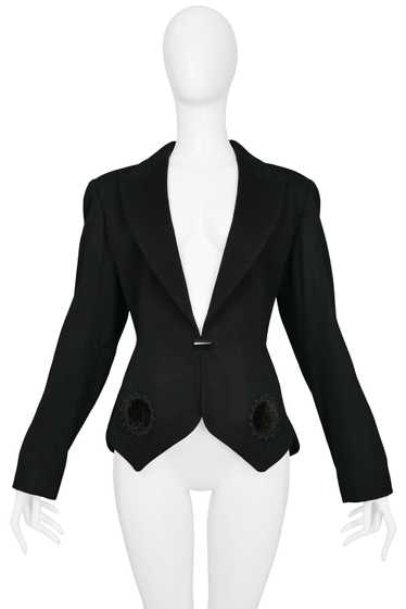 ALAIA BLACK FITTED BLAZER WITH VELVET APPLIQUE 19… - image 1