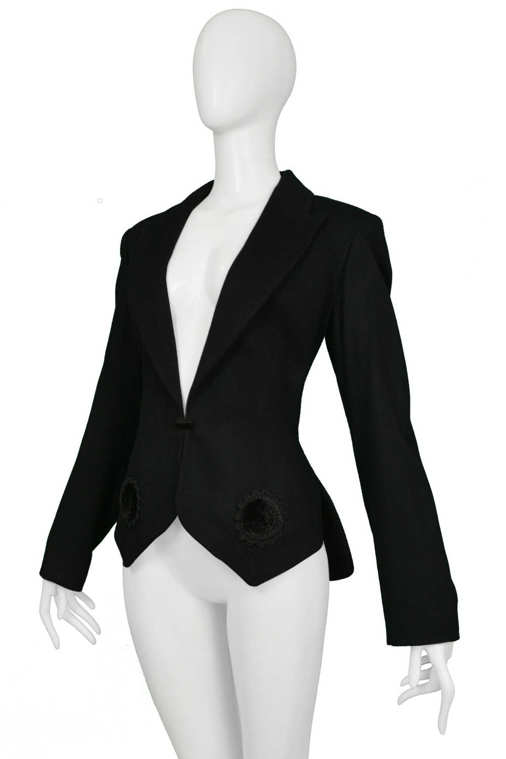 ALAIA BLACK FITTED BLAZER WITH VELVET APPLIQUE 19… - image 3