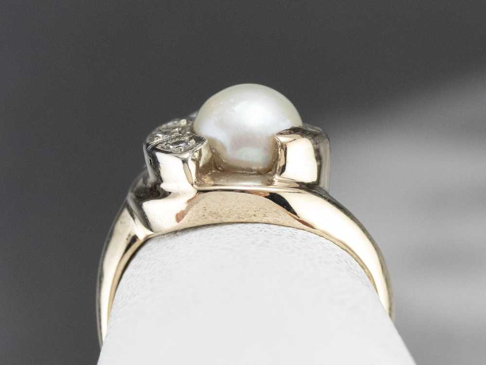 Vintage Pearl and Diamond Ring - image 8