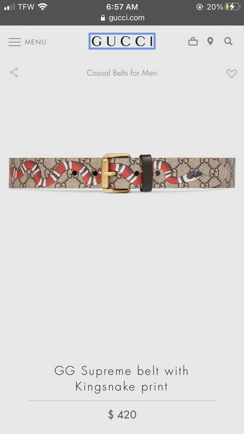 Gucci GG Supreme Belt With Kingsnake Print - image 4