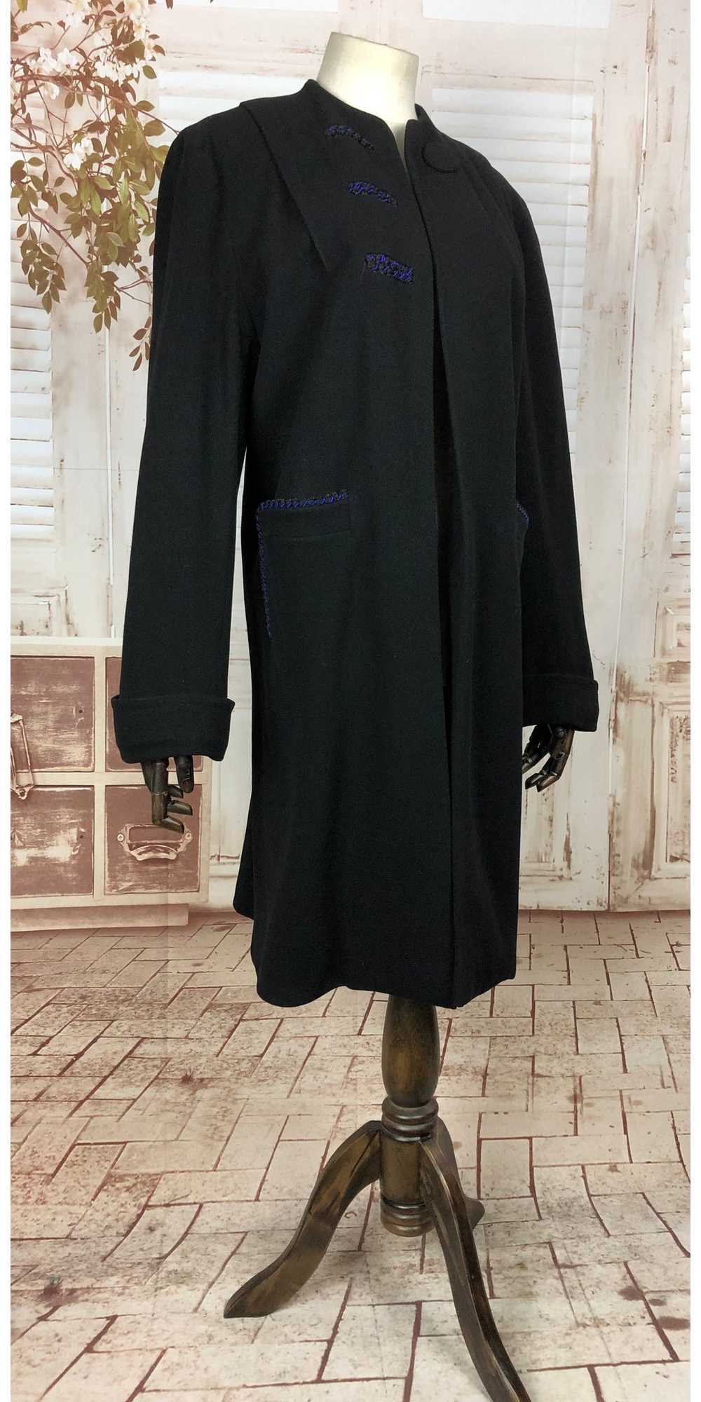 Original 1930s 30s Vintage Black Wool Coat With B… - image 2