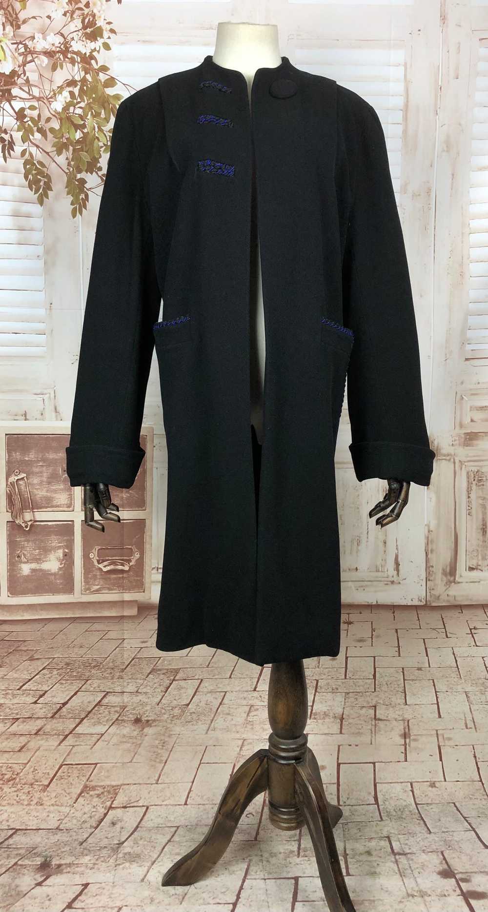 Original 1930s 30s Vintage Black Wool Coat With B… - image 3