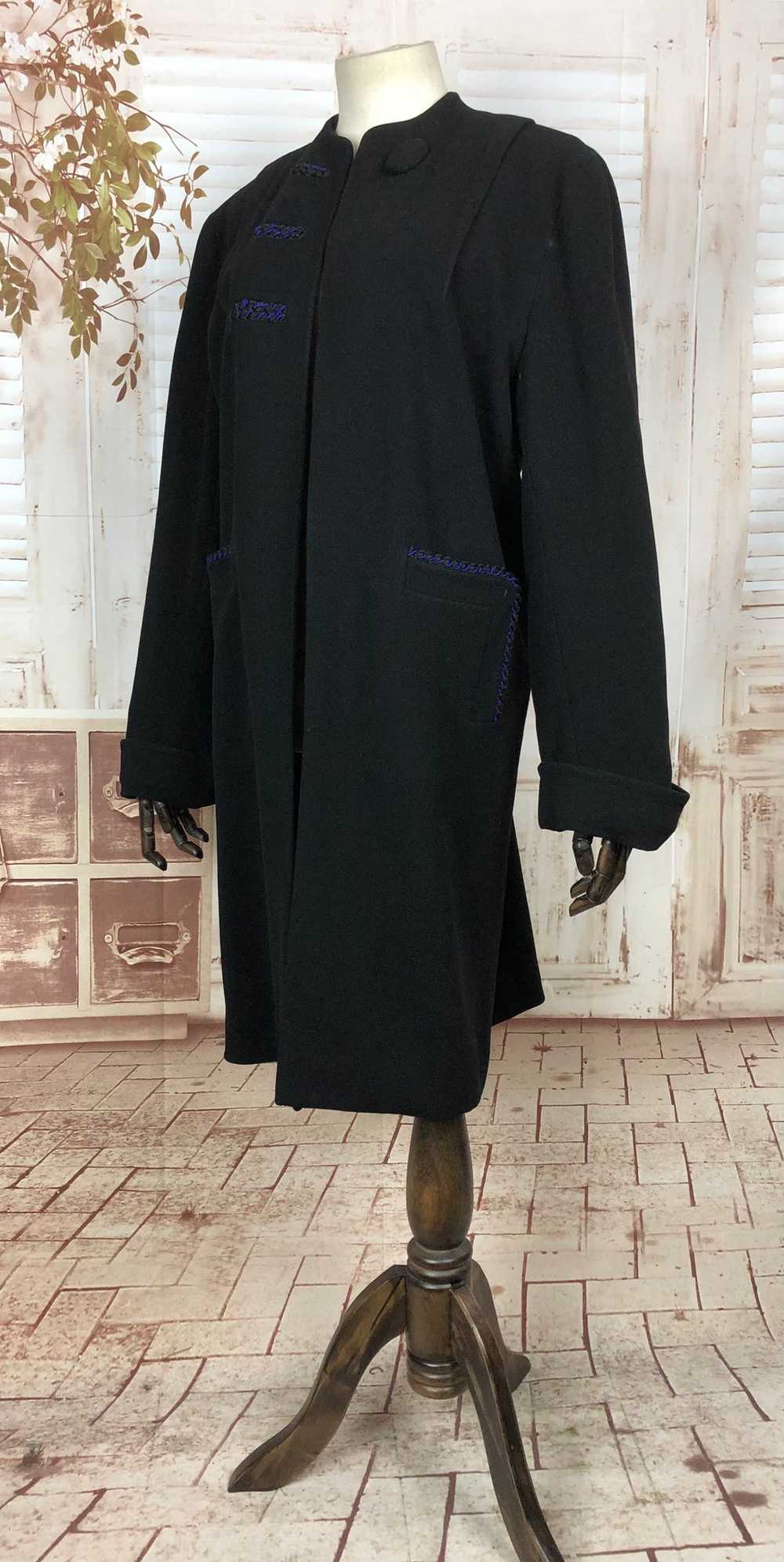 Original 1930s 30s Vintage Black Wool Coat With B… - image 4